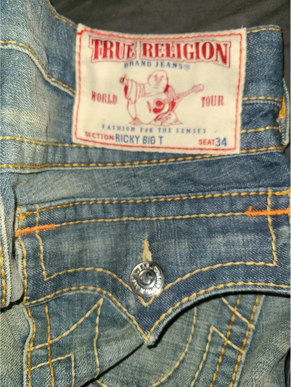 True religion Ricky Big T men's jeans world tour sz 31